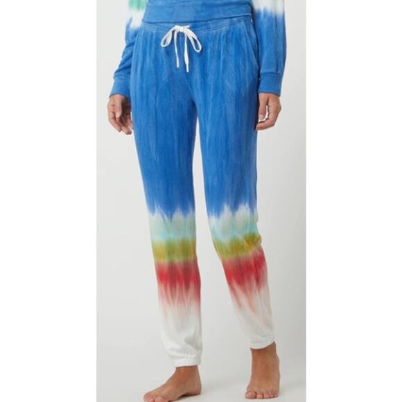 PJ SALVAGE SZ S Blue Tie Dye French terry Lounge Pajama Pant Jogger NWT B45 - Picture 1 of 8